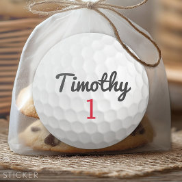 Golf Ball Dimples met zwarte naam rood nummer Ronde Sticker