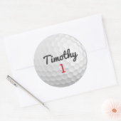 Golf Ball Dimples met zwarte naam rood nummer Ronde Sticker (Envelop)