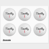 Golf Ball Dimples met zwarte naam rood nummer Ronde Sticker (Vel)