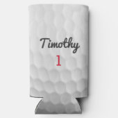 Golf Ball Dimples met zwarte naam rood nummer Seltzer Blikjeskoeler (Achterkant)