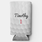 Golf Ball Dimples met zwarte naam rood nummer Seltzer Blikjeskoeler (Voorkant)