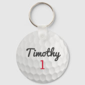 Golf Ball Dimples met zwarte naam rood nummer Sleutelhanger (Voorkant)