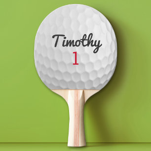 Golf Ball Dimples met zwarte naam rood nummer Tafeltennisbatje