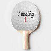 Golf Ball Dimples met zwarte naam rood nummer Tafeltennisbatje (Voorkant)
