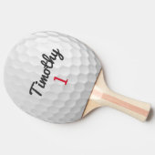 Golf Ball Dimples met zwarte naam rood nummer Tafeltennisbatje (Zijkant)