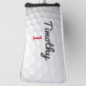 Golf Ball Dimples - Zwarte naam Rood nummer Golfheadcover (Draai 90)