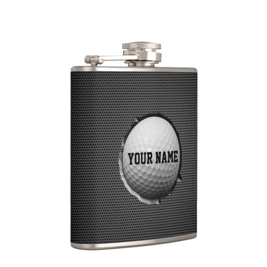 Golf Ball Embed Dark Metal Background Heupfles (Rechts)