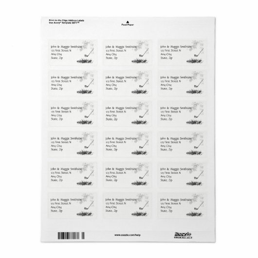Golf Ball en Club Art Custom Address Etiket (Full Sheet)