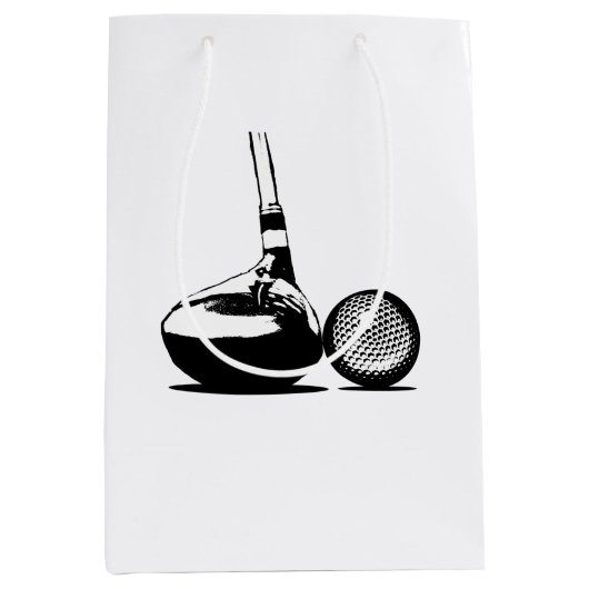 Golf Ball en Club Medium Cadeauzakje (Voorkant)