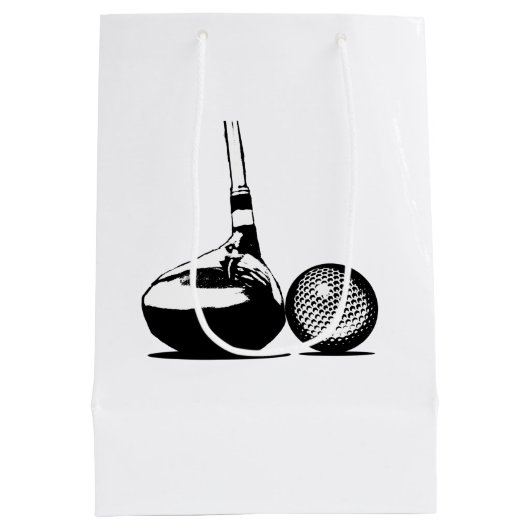 Golf Ball en Club Medium Cadeauzakje (Achterkant)