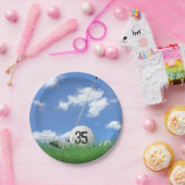 Golf Ball en club voor 35ste verjaardag Papieren Bordje (Feest)