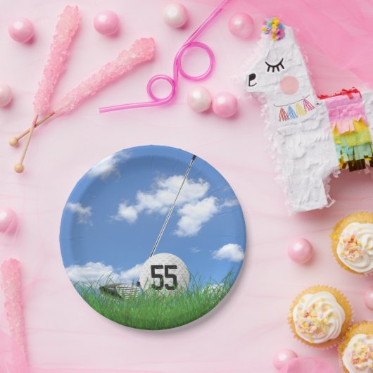 Golf Ball en club voor 55ste verjaardag Papieren Bordje (Feest)