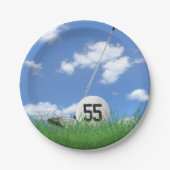 Golf Ball en club voor 55ste verjaardag Papieren Bordje (Voorkant)