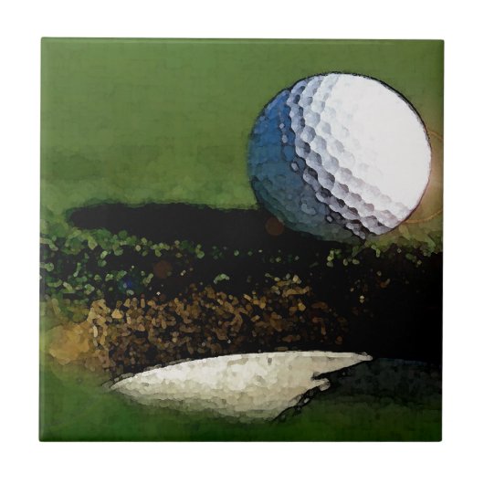 Golf Ball en de Hole Tegeltje (Voorkant)