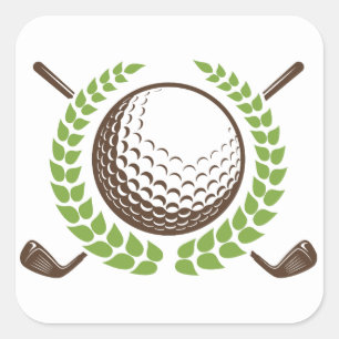 Golf Ball en Golf Clubs met Wreath Sticker