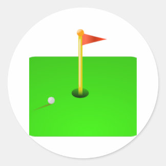 Golf Ball en Golf Flag Ronde Sticker