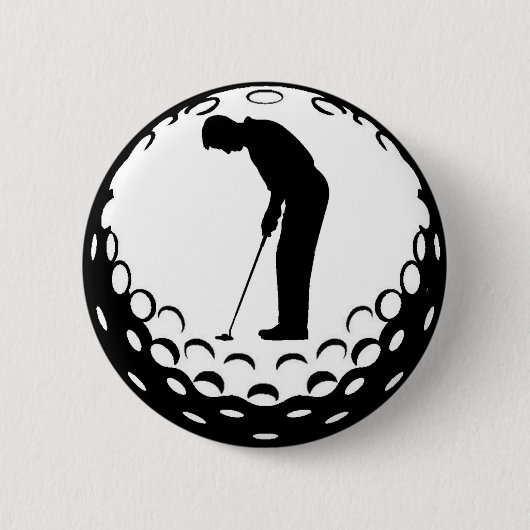 GOLF BALL EN GOLFER RONDE BUTTON 5,7 CM (Voorkant)