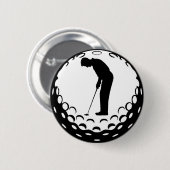 GOLF BALL EN GOLFER RONDE BUTTON 5,7 CM (Voorkant /achterkant)