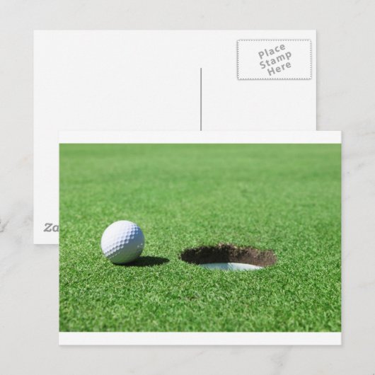 Golf Ball en Hole Briefkaart (Voorkant / Achterkant)