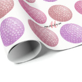 GOLF BALL GIFT WRAP, MONOGRAM VROUW GOLFER PAPIER (Rol Hoek)