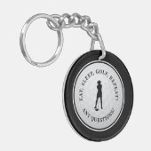 Golf Ball Golfer Modern Monogram Leuk Zwart Sport Sleutelhanger (Voorkant Links)