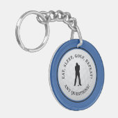 Golf Ball Golfer Modern Sports Monogram Blauw Zwar Sleutelhanger (Voorkant Links)