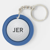 Golf Ball Golfer Modern Sports Monogram Blauw Zwar Sleutelhanger (Achterkant)