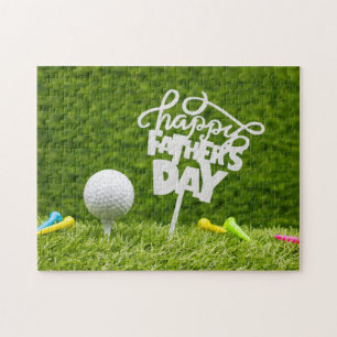 Golf ball Happy Vaderdag voor Golfvader op groen Legpuzzel