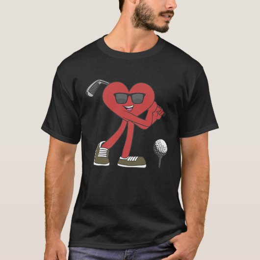 Golf Ball Happy Valentine's Day Heart Love Married T-shirt (Voorkant)