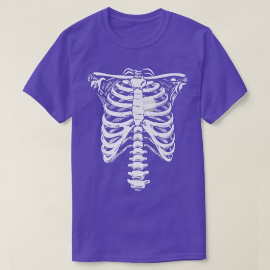 Golf Ball Heart Skeleton Rib Cage Halloween Love G T-shirt (Design voorkant)