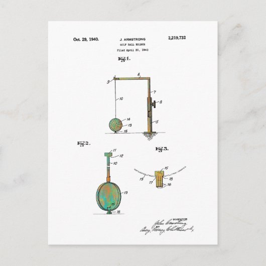 GOLF BALL HOLDER PATENT 1940 - Briefkaart (Voorkant)