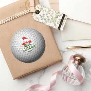 Golf Ball Holiday Design, Merry Kerstmis Klassiek Ronde Sticker
