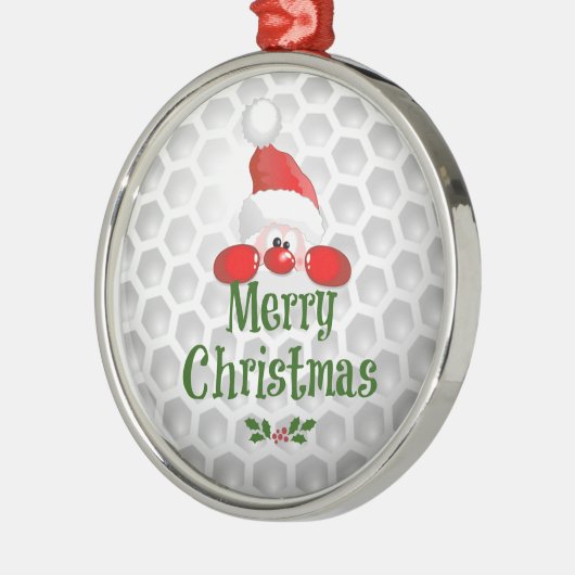 Golf Ball Holiday Design, vrolijk kerstfeest Metalen Ornament (Links)