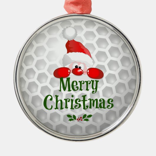 Golf Ball Holiday Design, vrolijk kerstfeest Metalen Ornament (Voorkant)