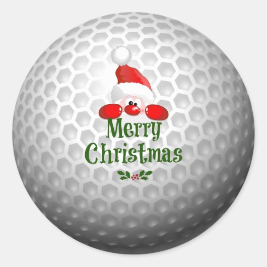 Golf Ball Holiday Design, vrolijk kerstfeest Ronde Sticker (Voorkant)