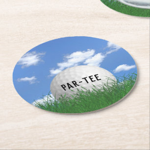 Golf Ball in Grass Ronde Kartonnen Onderzetter