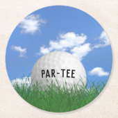 Golf Ball in Grass Ronde Kartonnen Onderzetter (Voorkant)