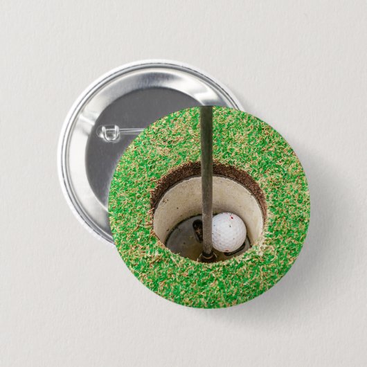 Golf Ball in Hole Ronde Button 5,7 Cm (Voorkant /achterkant)