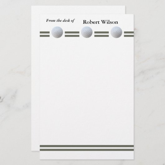 Golf Ball in Triplicate Briefpapier (Voorkant / Achterkant)