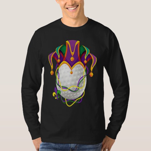 Golf Ball Jester Hat Mardi Gras Parade Beads Mardi T-shirt (Voorkant)