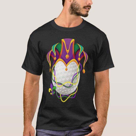 Golf Ball Jester Hat Mardi Gras Parade Beads Mardi T-shirt (Voorkant)