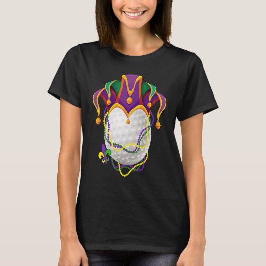 Golf Ball Jester Pet Mardi Gras Parade Beads Mardi T-shirt (Voorkant)