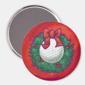 Golf Ball-kerstkreet op rood Magneet (Voorkant / Achterkant)