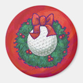 Golf Ball-kerstkreet op rood Magneet (Voorkant)