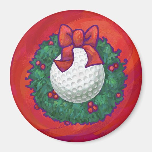 Golf Ball-kerstkreet op rood Magneet (Voorkant)