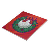 Golf Ball-kerstkreet op rood Tegeltje (Zijkant)