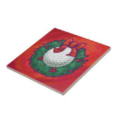 Golf Ball-kerstkreet op rood Tegeltje (Zijkant)