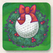 Golf Ball-kerstmis met groen Drankjes Onderzetter (Voorkant)