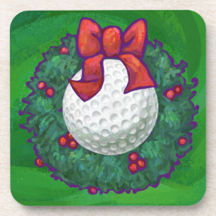 Golf Ball-kerstmis met groen Drankjes Onderzetter