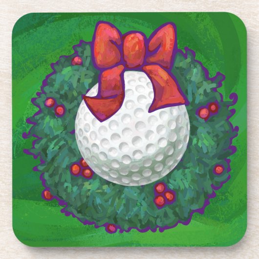 Golf Ball-kerstmis met groen Drankjes Onderzetter (Voorkant)